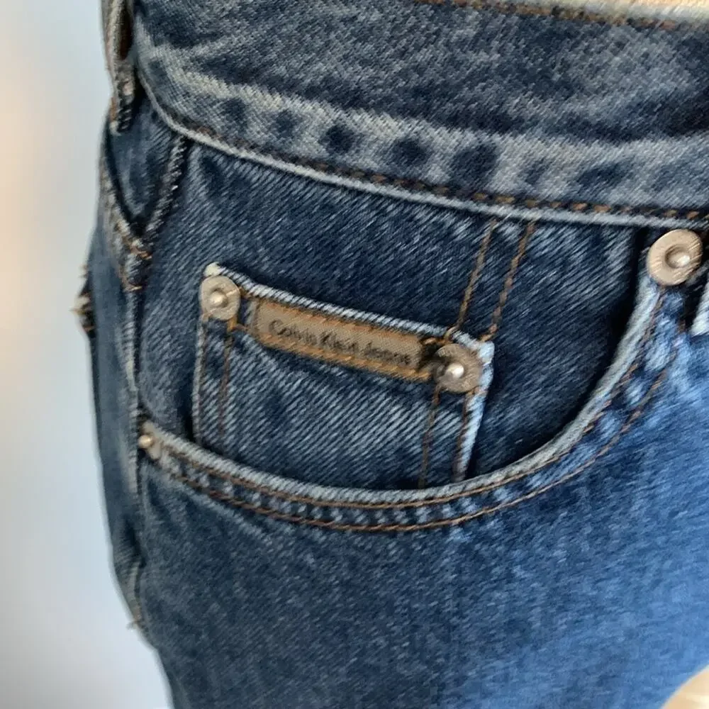 Vintage Calvin Klein CK Jean Shorts Size 4 Dark Wash Easy Fit High Rise Denim - Picture 4 of 10